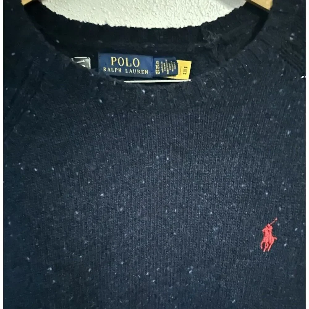Polo Ralph Lauren Men's Speckled Wool Blend Crewneck Sweater Navy Size XL‎ new